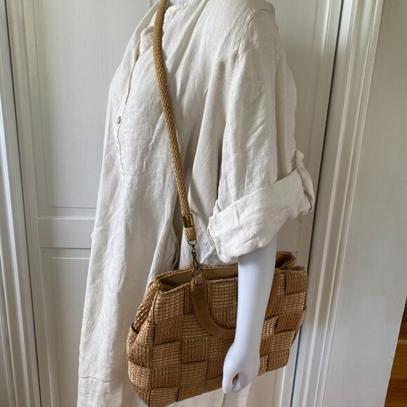 Made in Italy Dark Beige Basket Weave Purse/Handbag - Picture 2 of 8